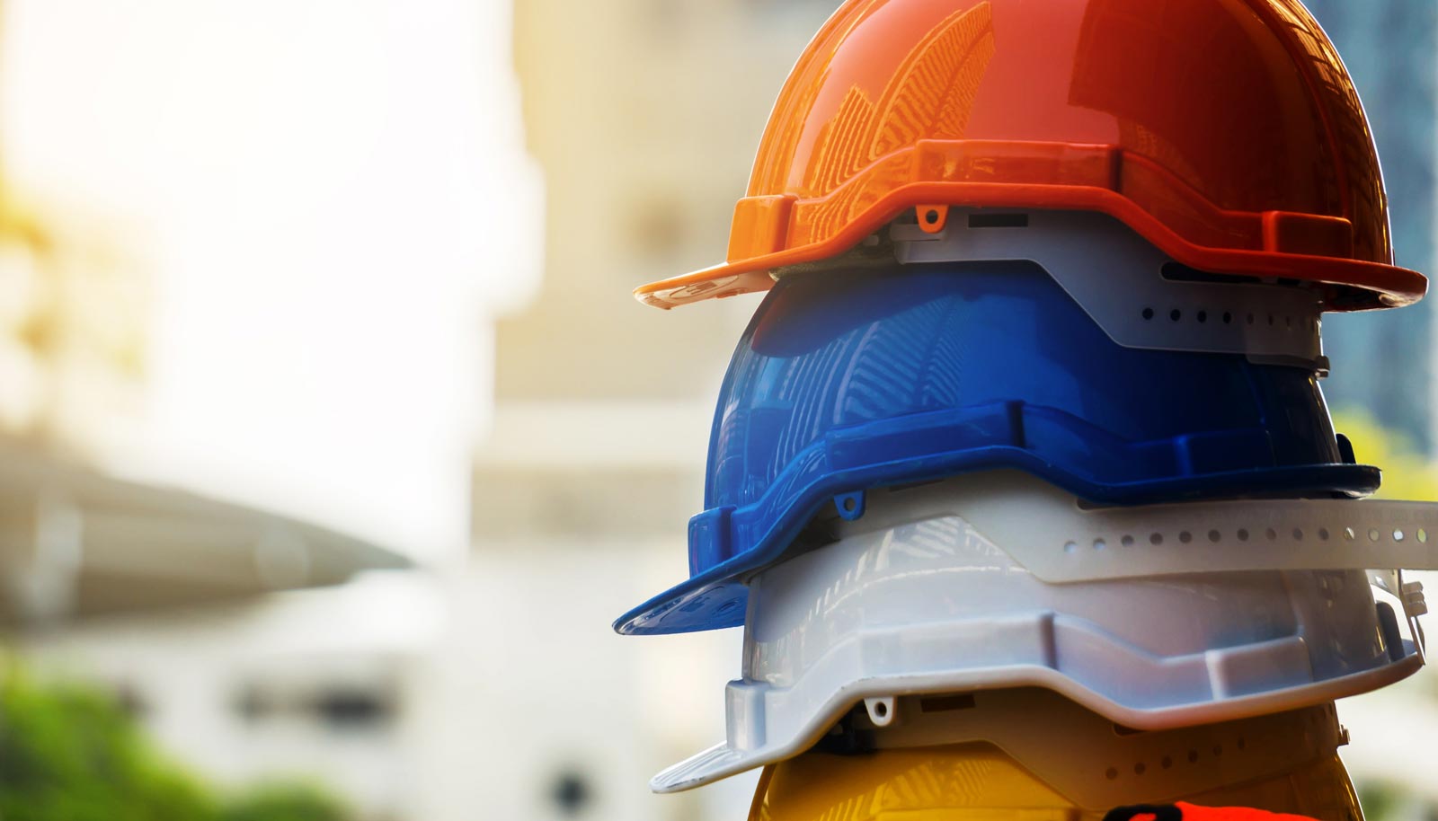 hard hats stacked